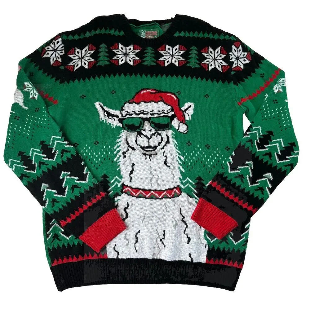 Ugly Christmas Sweater Men’s Holiday Santa Llama Holiday Sweater Size XXL NWT